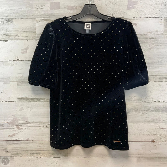 Blouse Short Sleeve By Anne Klein In Black, Size: M