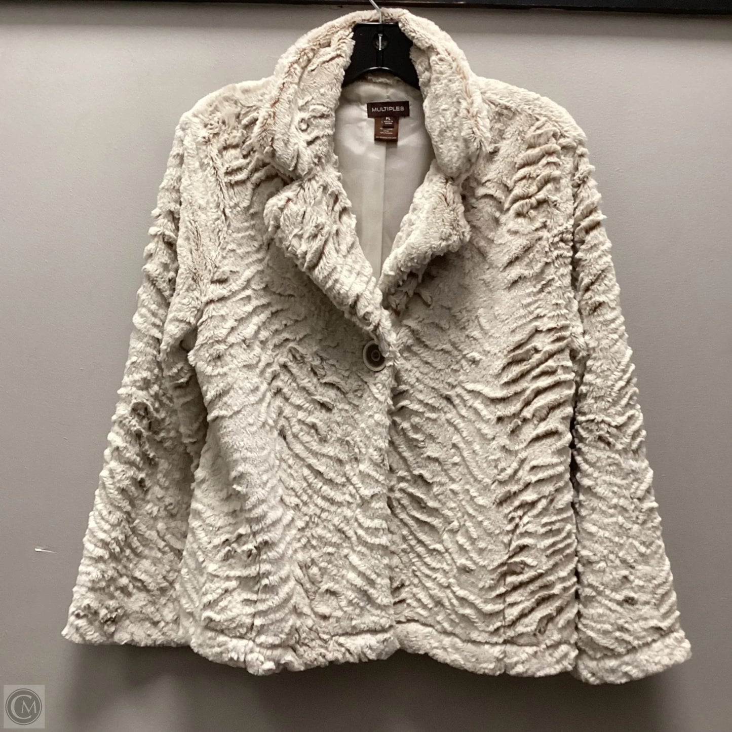 Jacket Faux Fur & Sherpa By Multiples In Cream, Size: Lp