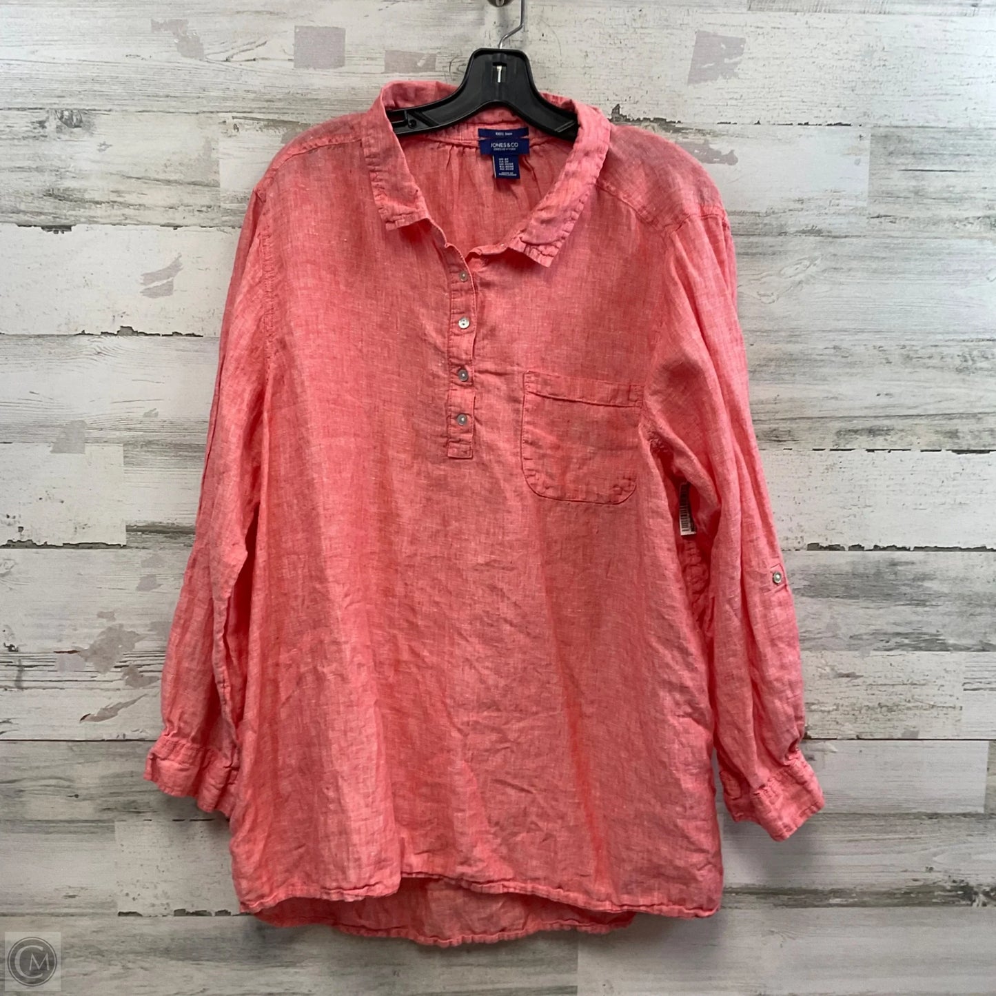 Blouse Long Sleeve By Jones And Co In Orange, Size: 2x