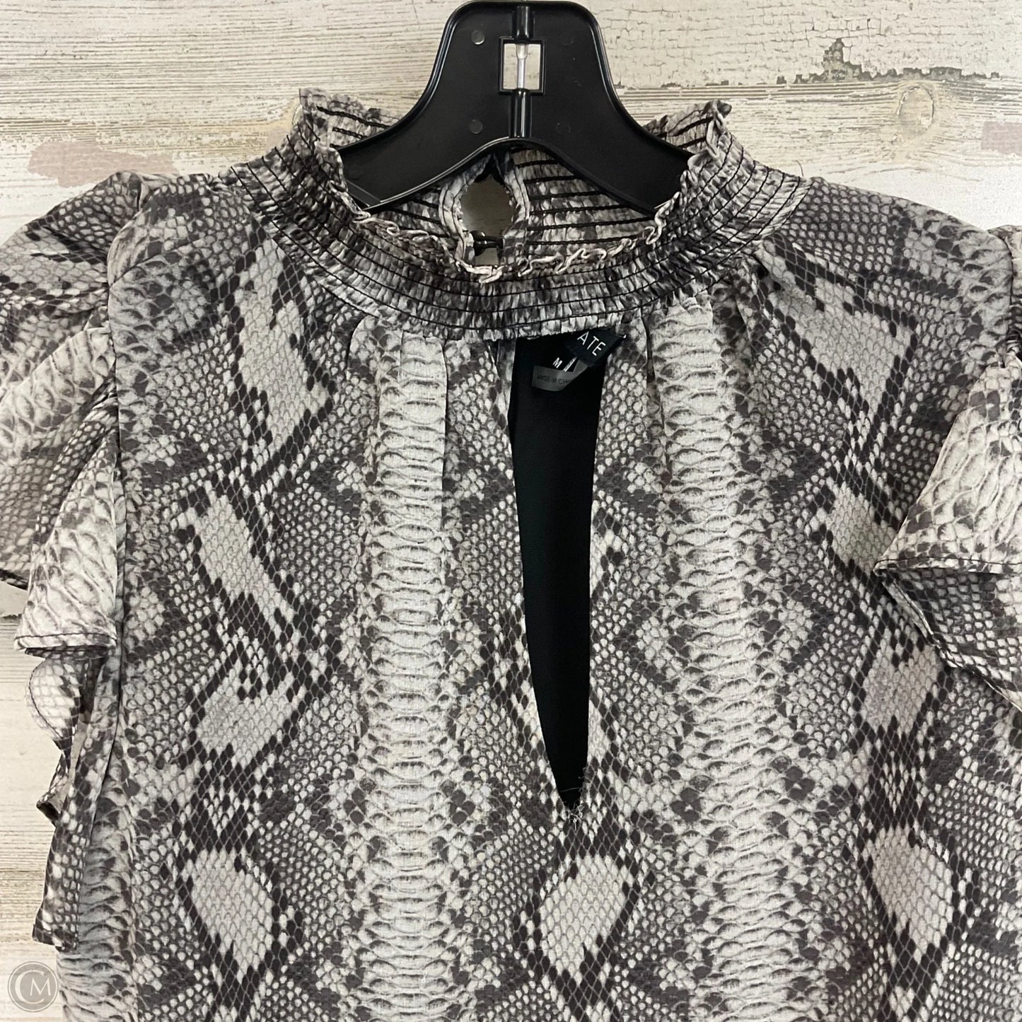 Blouse Short Sleeve By 1.state In Snakeskin Print, Size: M