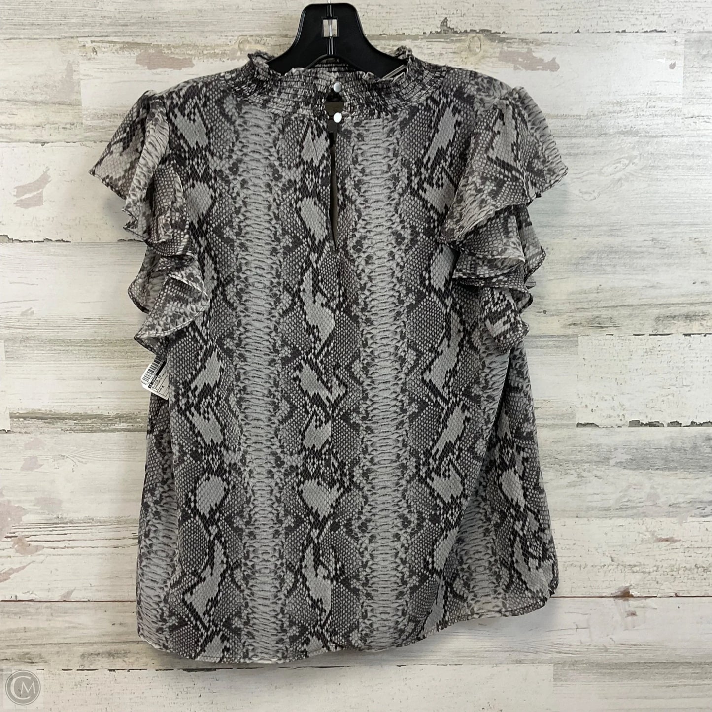 Blouse Short Sleeve By 1.state In Snakeskin Print, Size: M