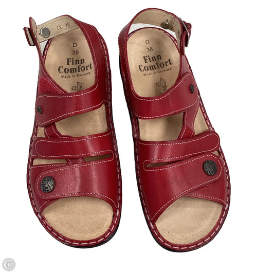 Sandals Heels Wedge By Finn Comfort In Red, Size: 7.5