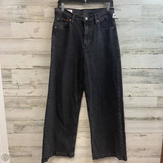 Jeans Wide Leg By Gap In Black Denim, Size: 10 SHORT