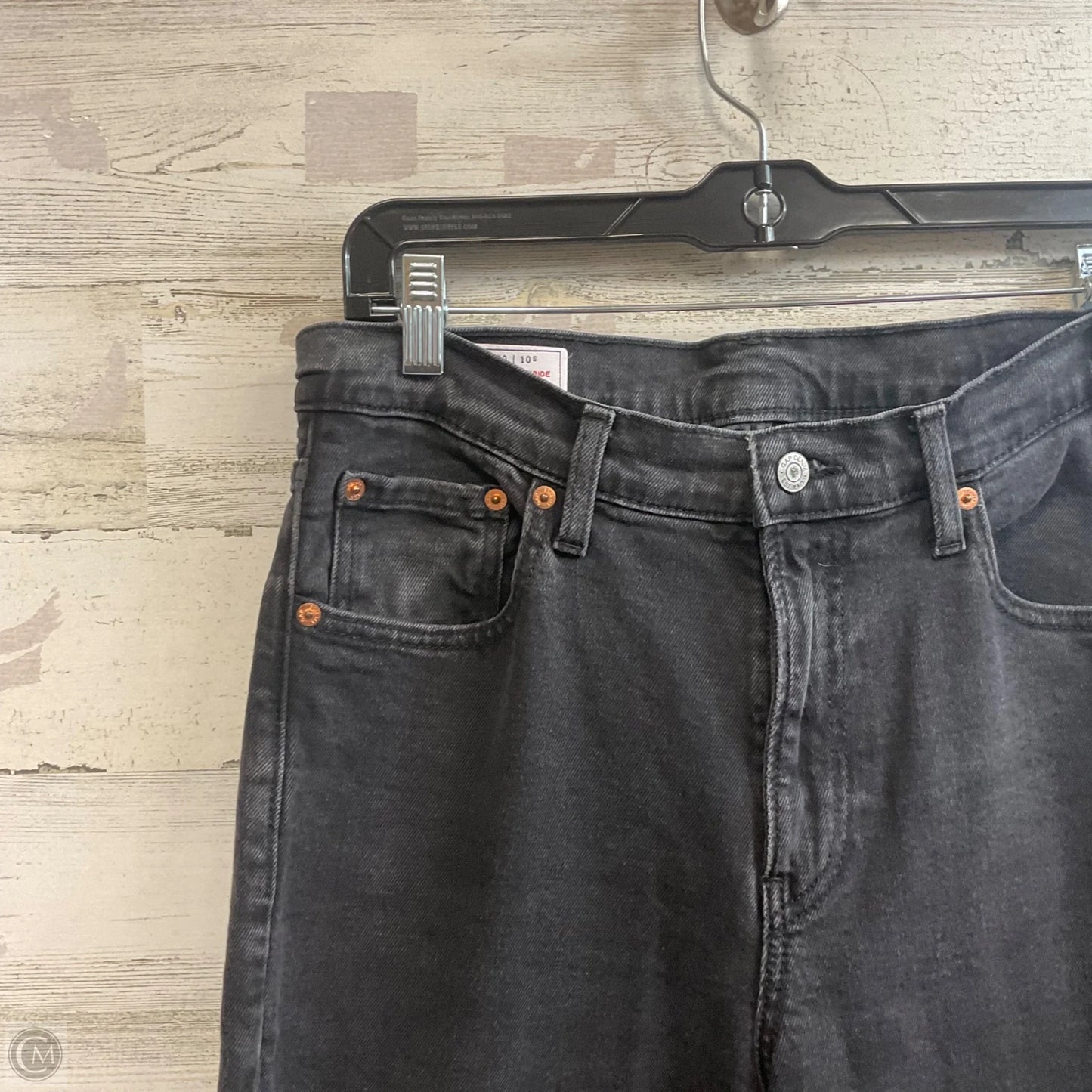 Jeans Wide Leg By Gap In Black Denim, Size: 10 SHORT