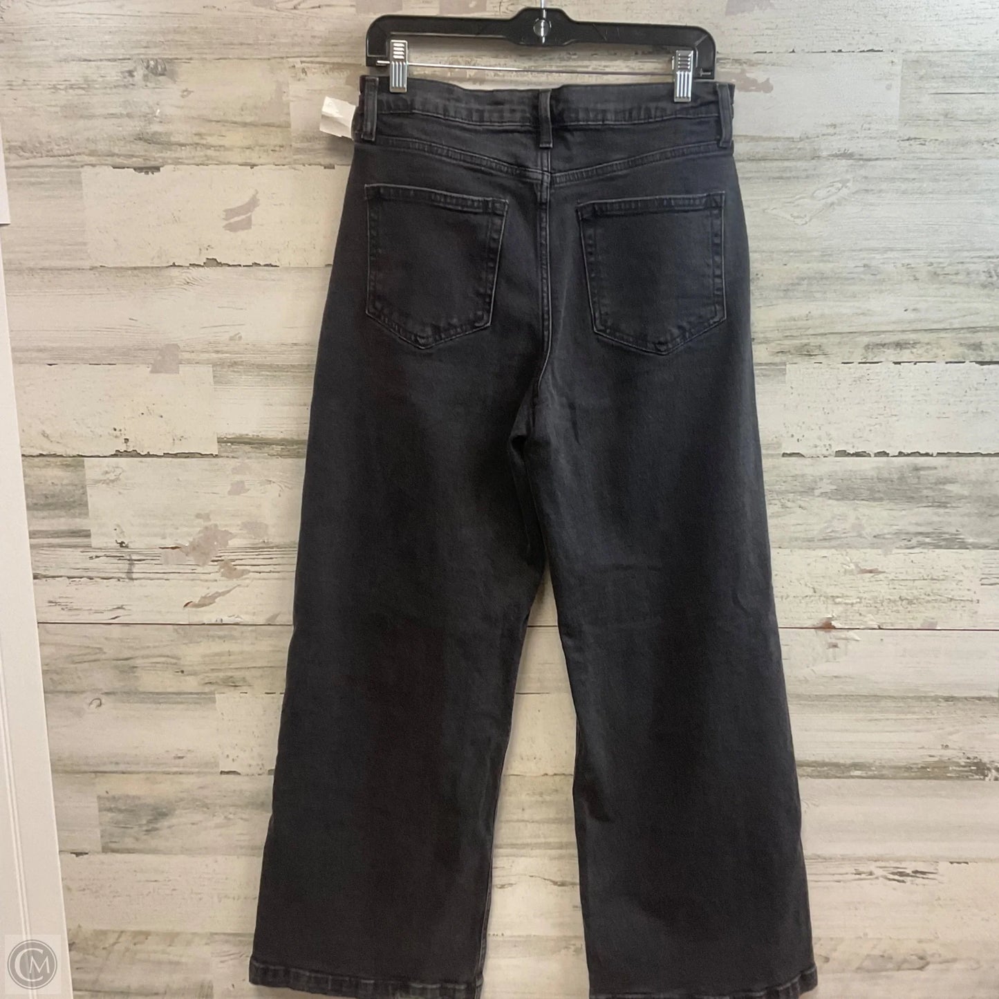 Jeans Wide Leg By Gap In Black Denim, Size: 10 SHORT