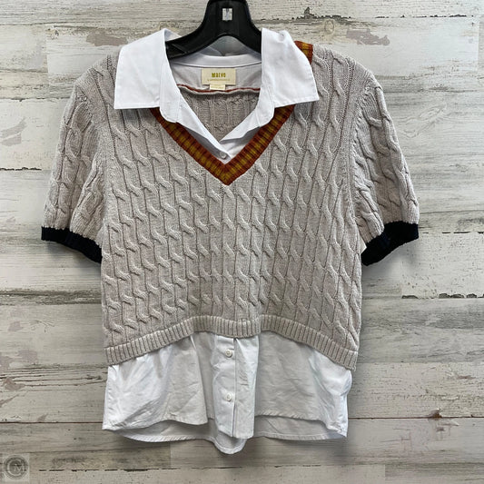 Sweater Short Sleeve By Maeve In Grey, Size: M