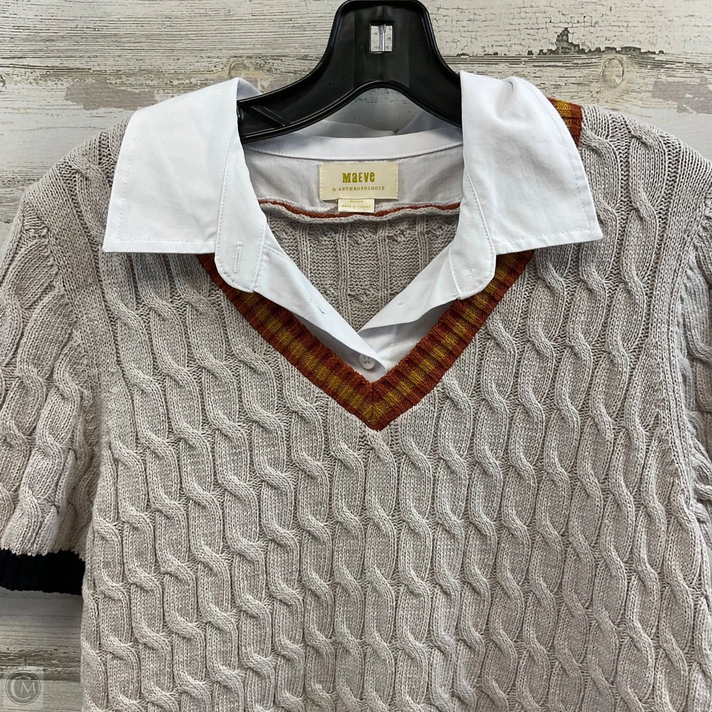 Sweater Short Sleeve By Maeve In Grey, Size: M