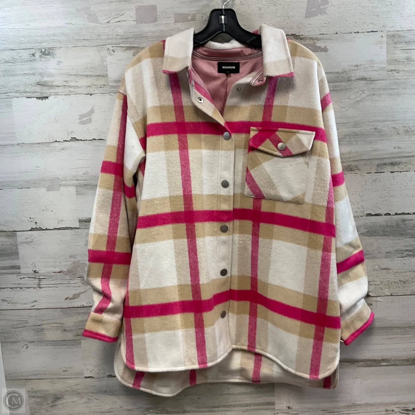 Jacket Shirt By Monrow In Pink, Size: M