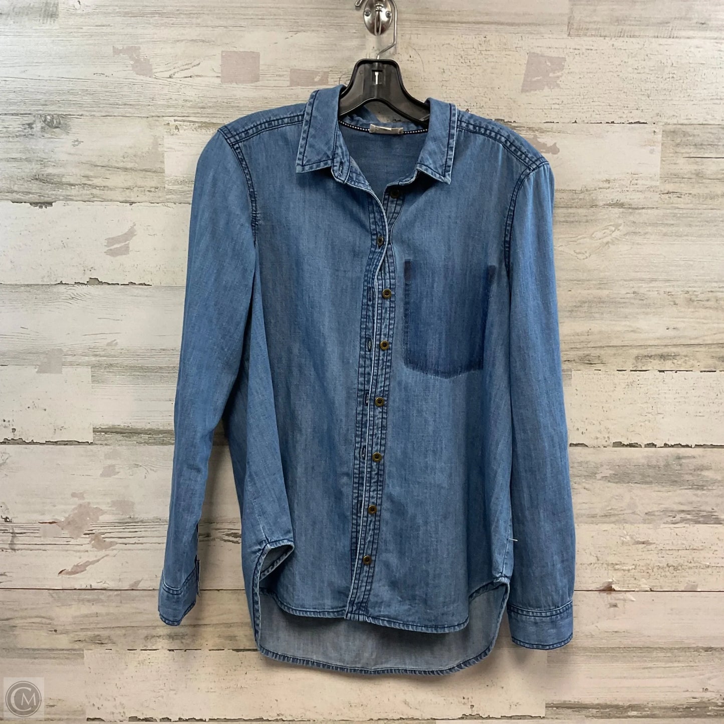 Blouse Long Sleeve By Pilcro In Blue Denim, Size: Xs