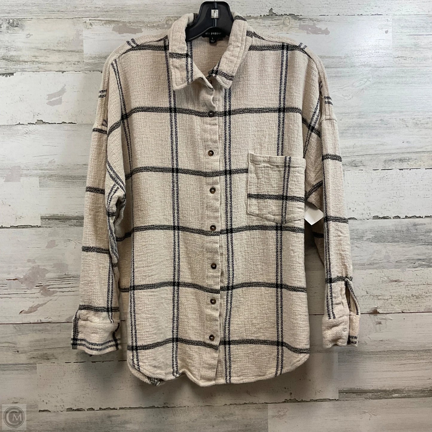 Top Long Sleeve By Blu Pepper In Brown, Size: L