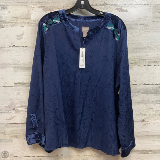 Blouse Long Sleeve By Chicos In Blue, Size: Xl
