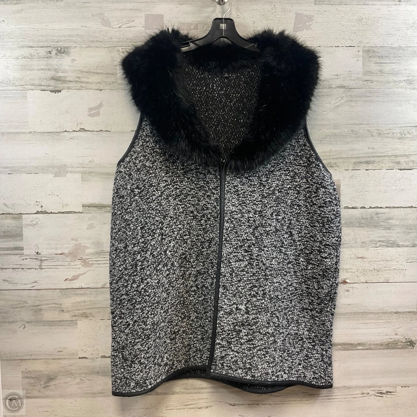 Vest Sweater By Talbots In Black & White, Size: 1x