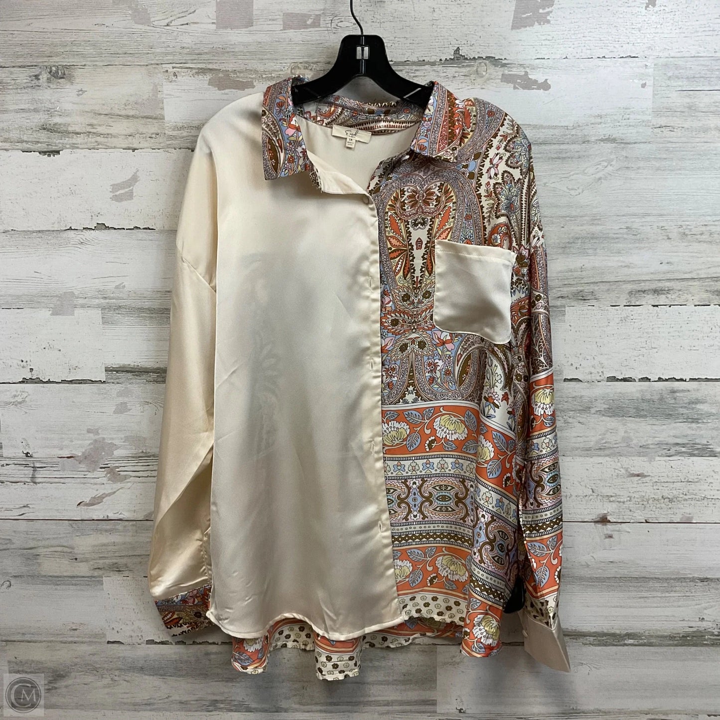Blouse Long Sleeve By Easel In Cream, Size: 1x
