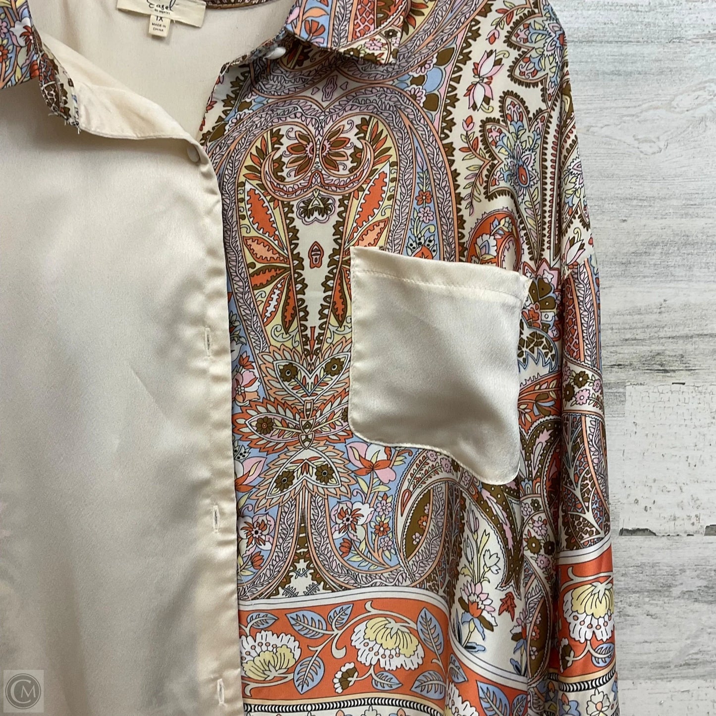 Blouse Long Sleeve By Easel In Cream, Size: 1x