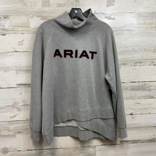 Sweatshirt Collar By Ariat In Grey, Size: M