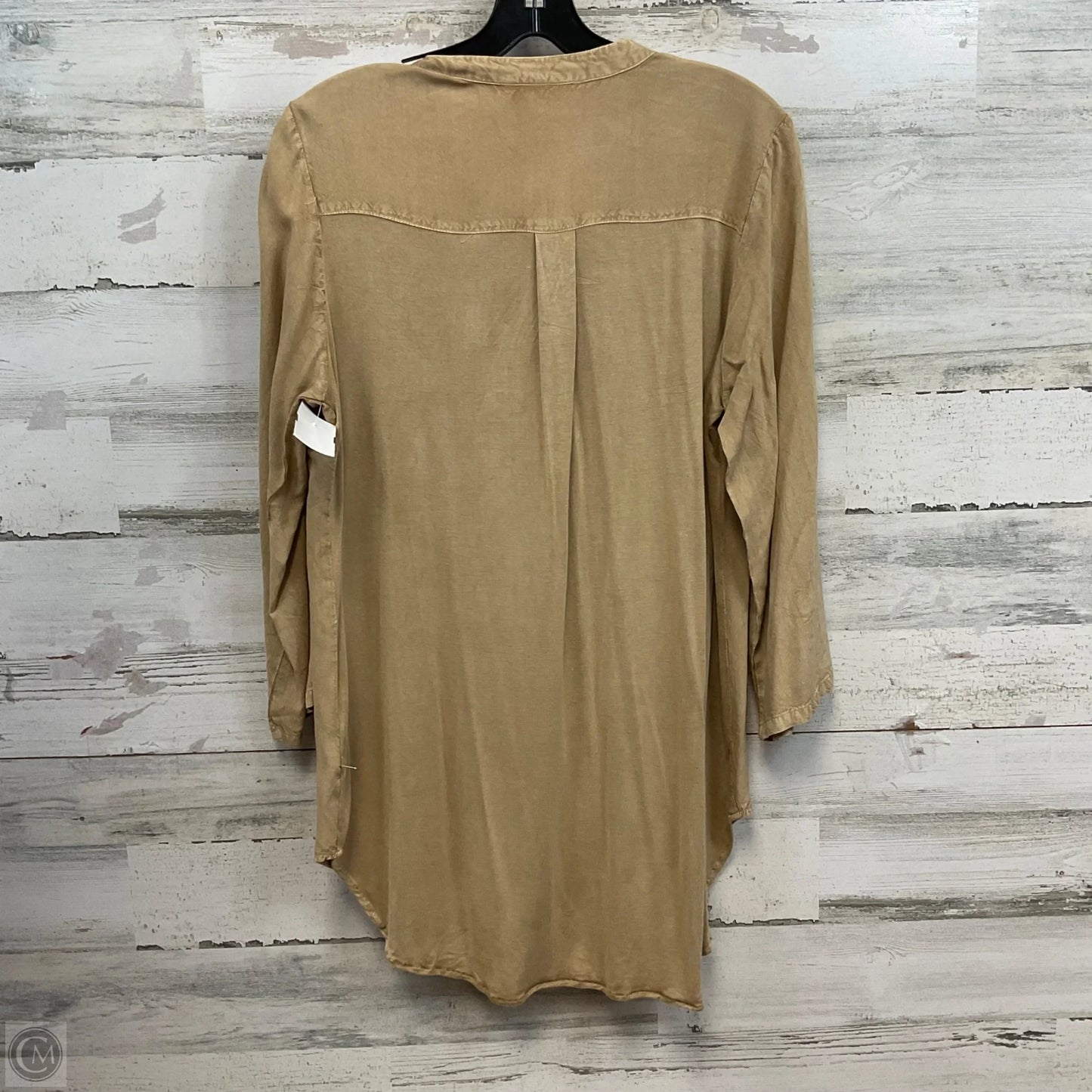 Blouse Long Sleeve By Solitaire In Brown, Size: M