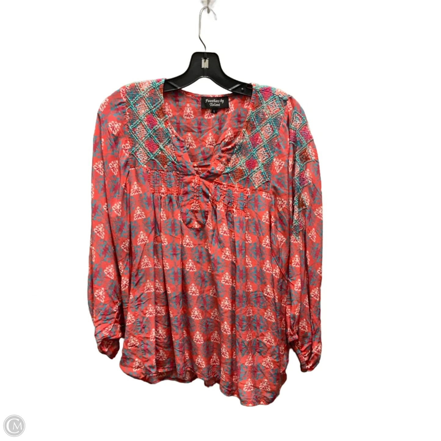 Blouse Short Sleeve By Tolani In Pink, Size: L