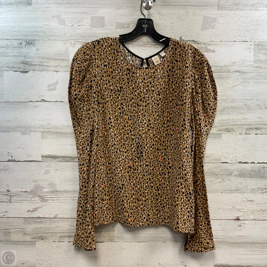 Blouse Long Sleeve By Dolan Left Coast In Brown, Size: L