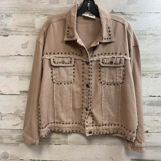 Jacket Denim By Savanna Jane In Tan Denim, Size: M