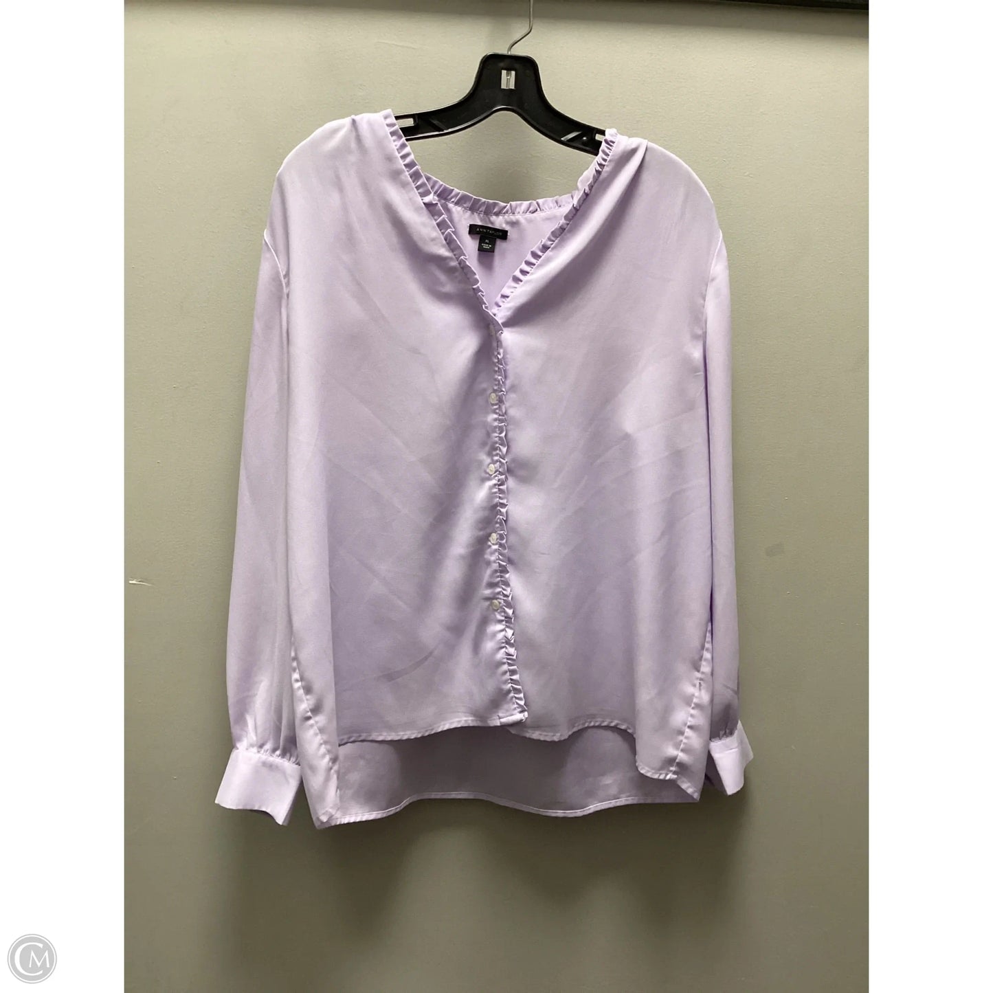 Blouse Long Sleeve By Ann Taylor In Purple, Size: Xl