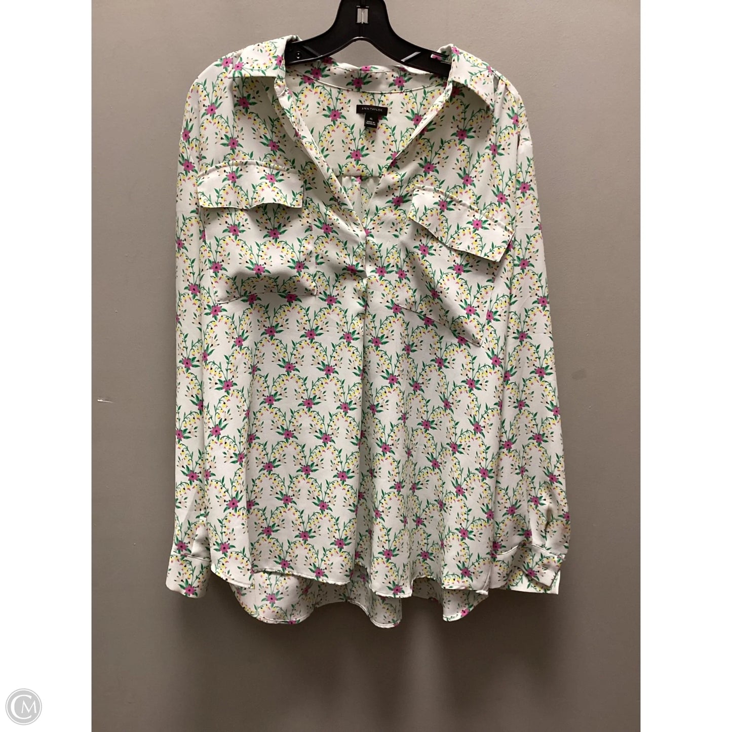 Blouse Long Sleeve By Ann Taylor In White, Size: Xl