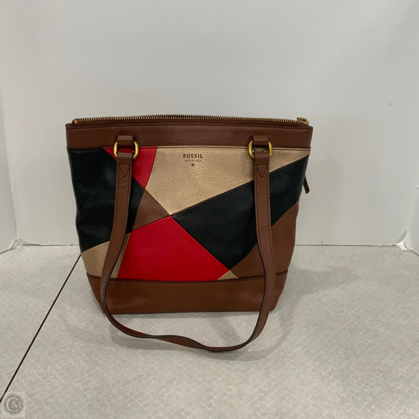 Handbag Leather By Fossil, Size: Small