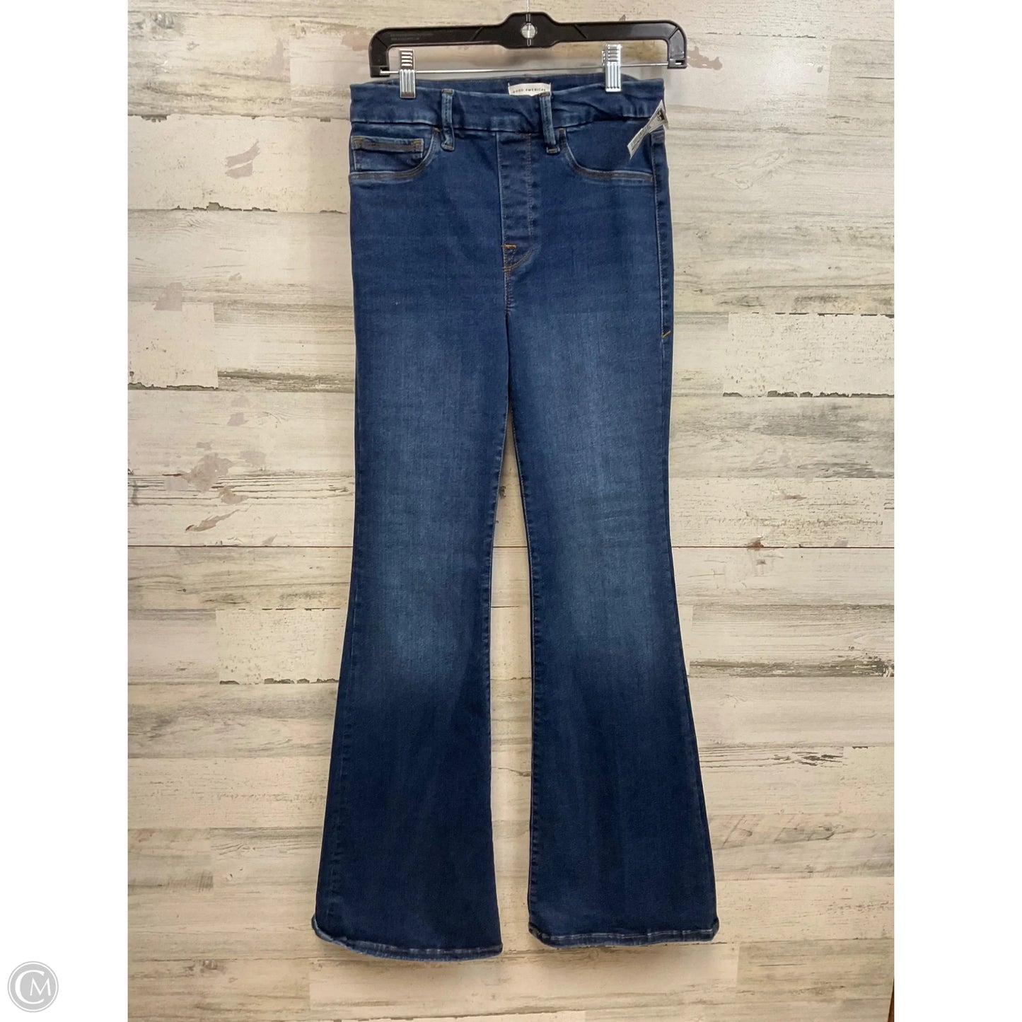 Jeans Flared By Good American In Blue Denim, Size: L