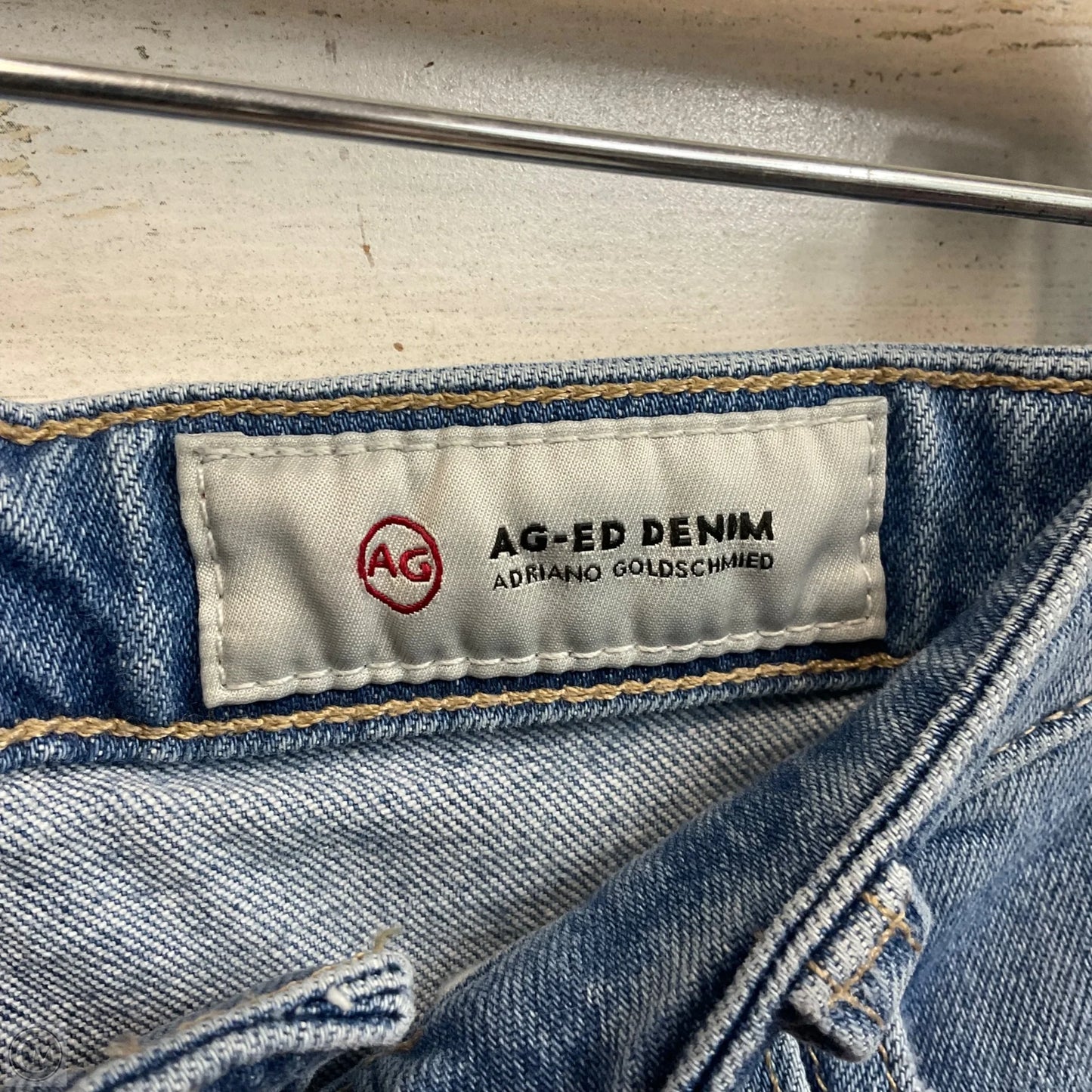 Jeans Straight By Ag Jeans In Blue Denim, Size: 10