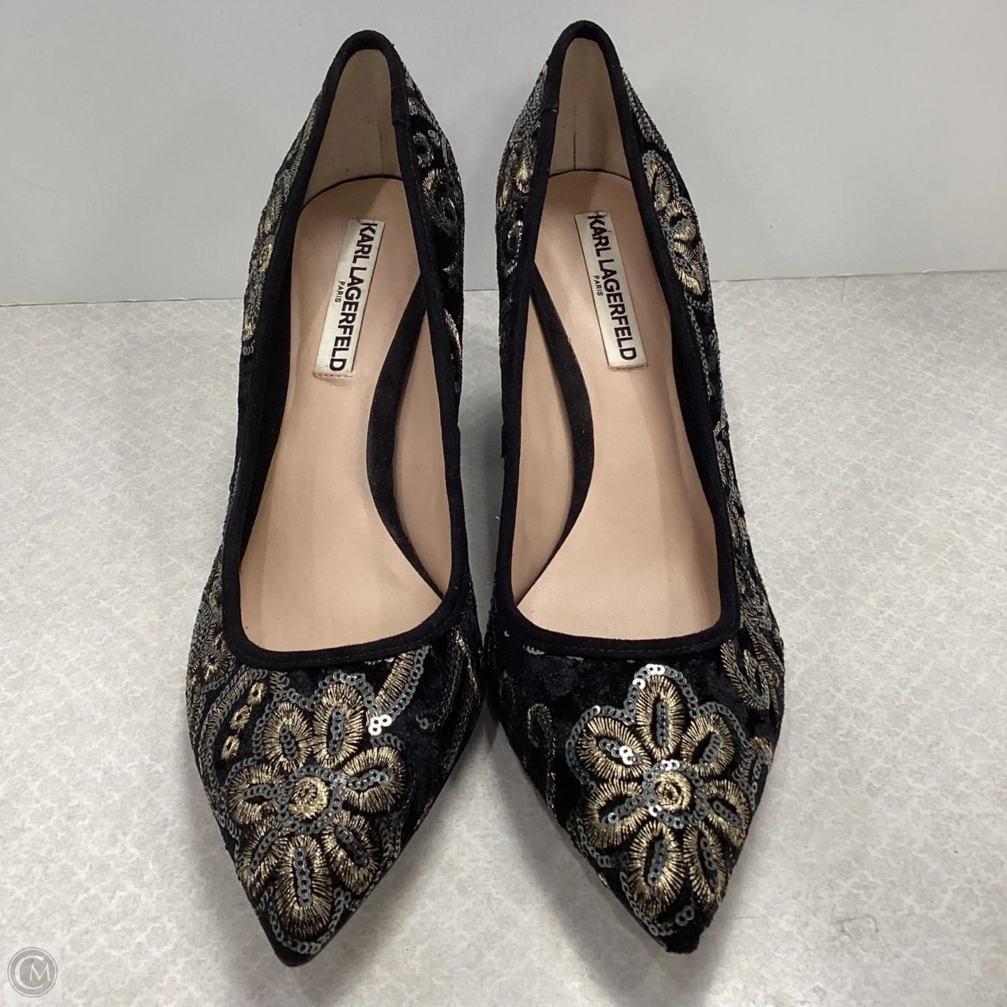 Shoes Designer By Karl Lagerfeld In Black, Size: 10