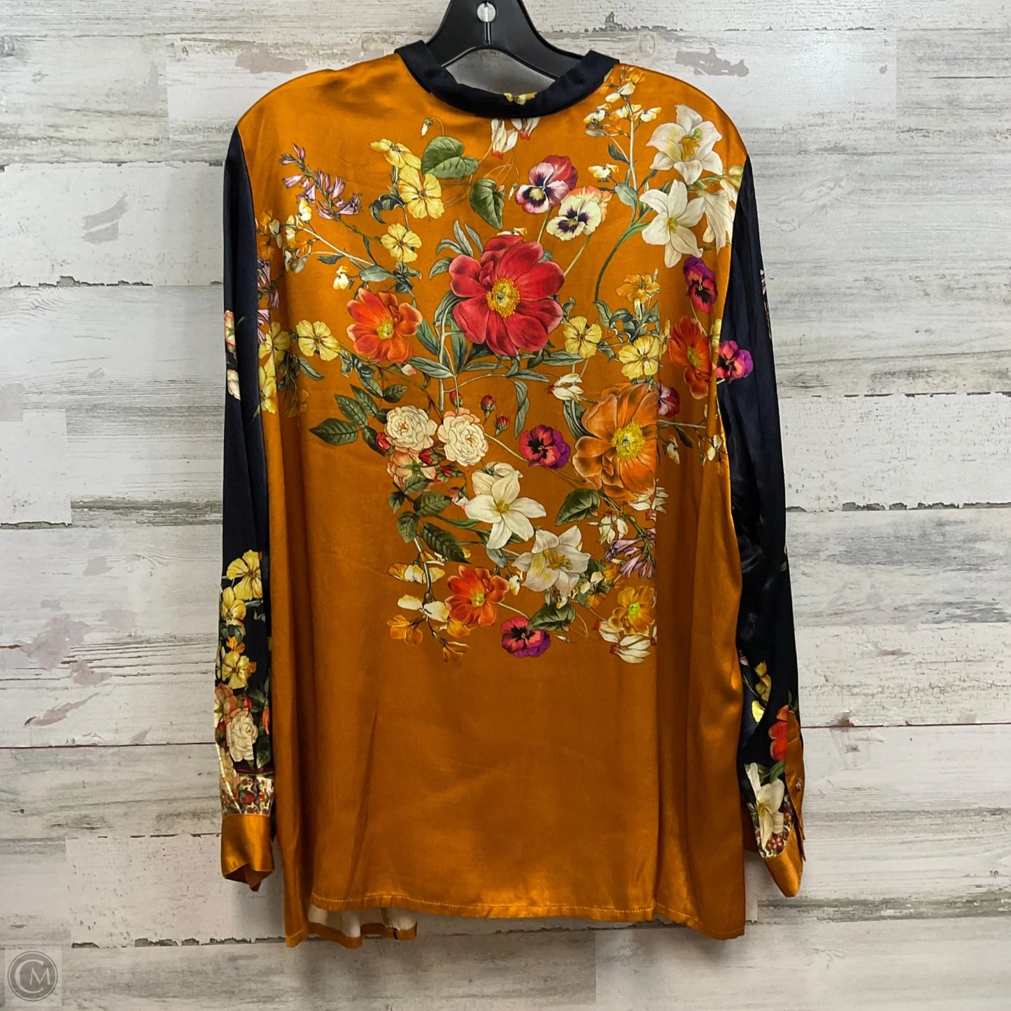 Blouse Long Sleeve By Johnny Was In Blue & Gold, Size: Xl