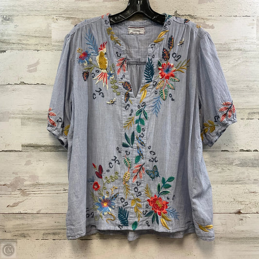 Top Short Sleeve By Johnny Was In Blue, Size: M