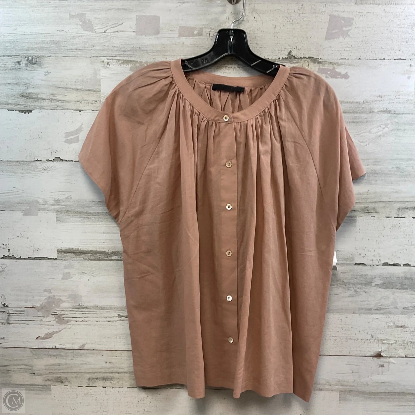 Blouse Short Sleeve By Jenni Kayne In Brown, Size: L