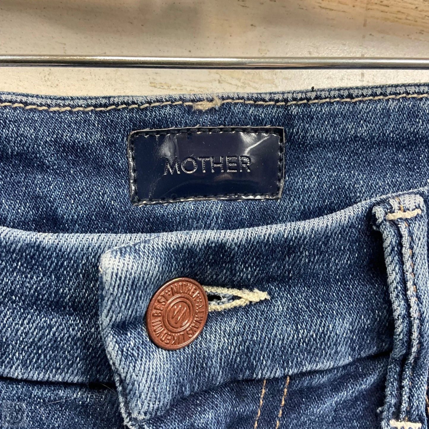 Jeans Skinny By Mother In Blue Denim, Size: 4