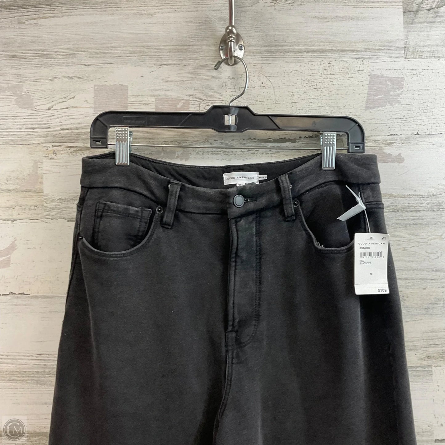 Jeans Wide Leg By Good American In Black Denim, Size: 10
