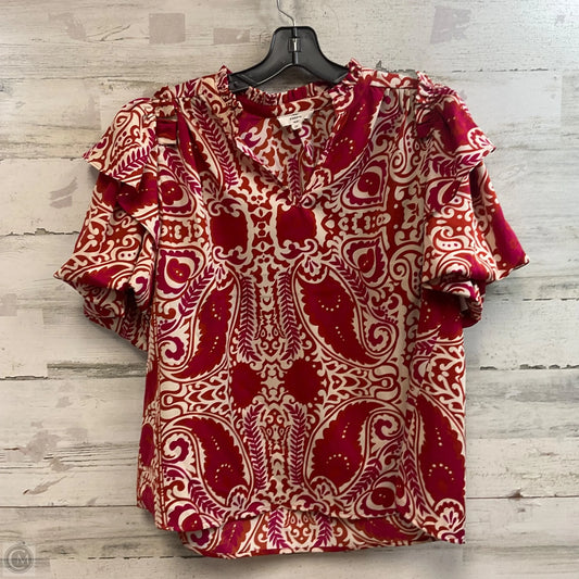 Blouse Short Sleeve By Entro In Red, Size: M