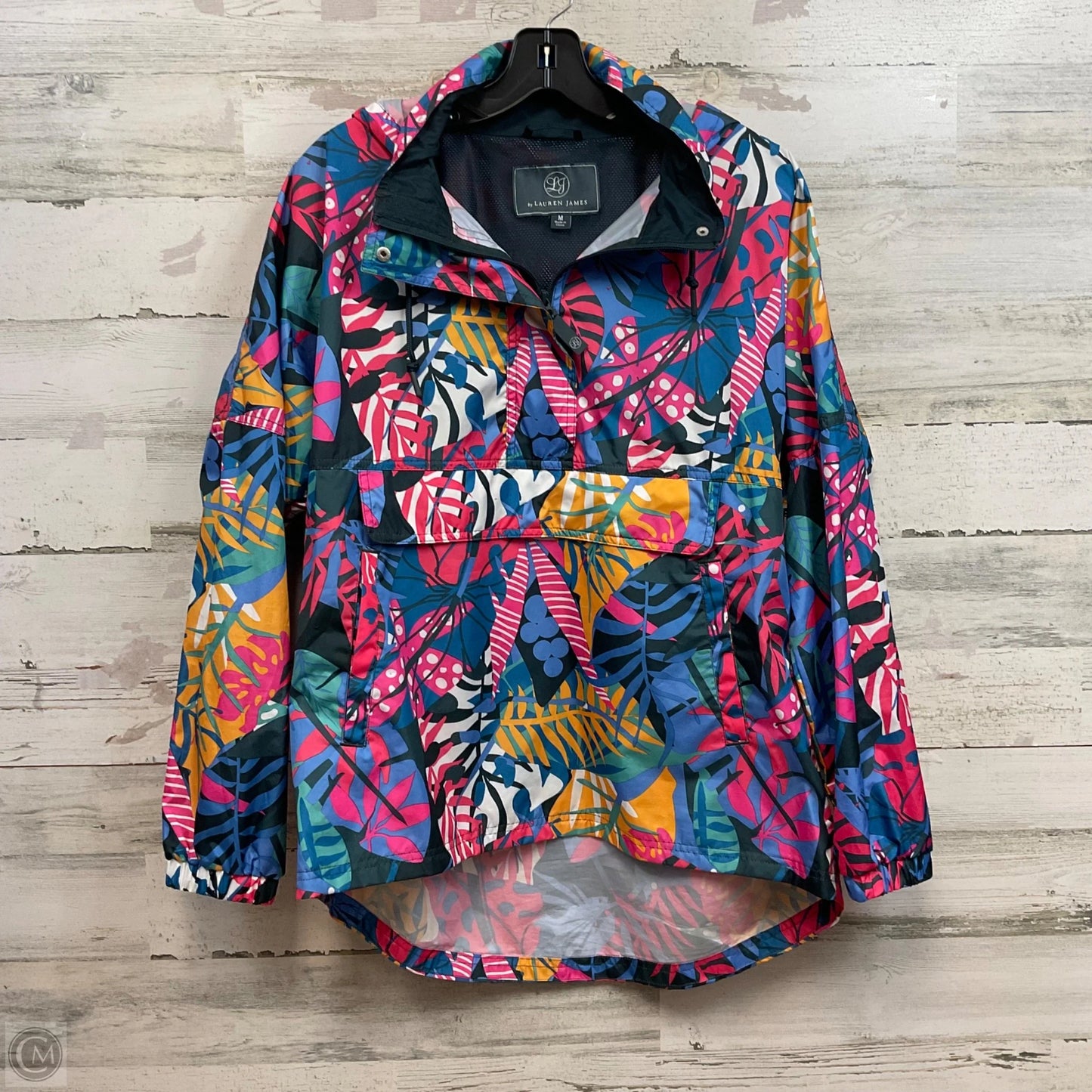 Jacket Windbreaker By Lauren James In Blue & Pink, Size: M