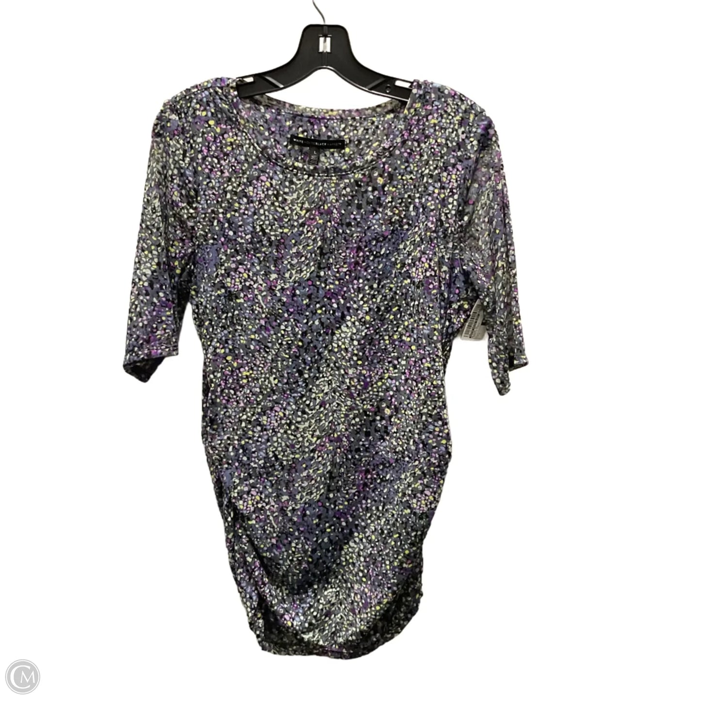 Blouse Short Sleeve By White House Black Market In Green & Purple, Size: L