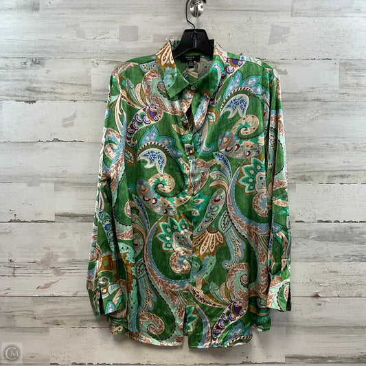 Blouse Long Sleeve By HAVER In Green, Size: M