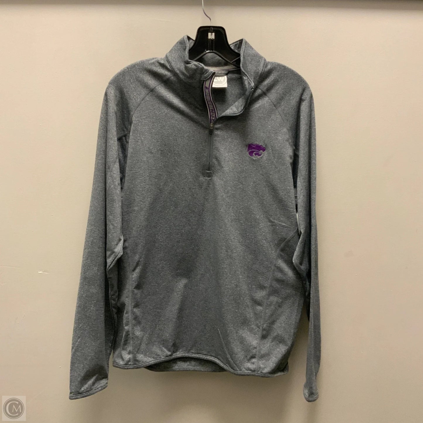 Athletic Top Long Sleeve Collar By Levelwear In Grey, Size: S