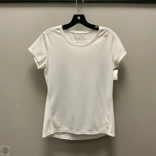 Athletic Top Short Sleeve By New Balance In White, Size: M