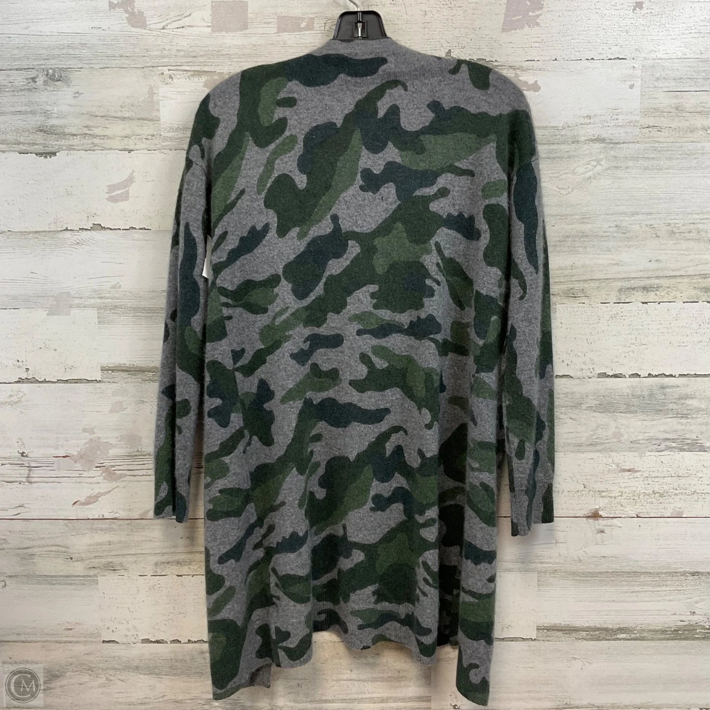 Sweater Cardigan Cashmere By Magaschoni In Green & Grey, Size: Xs