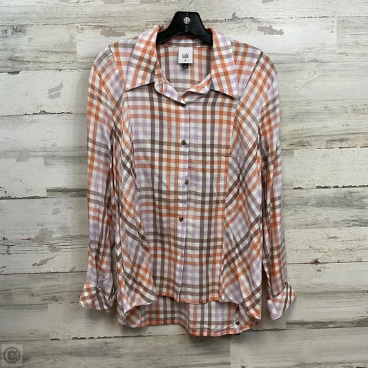 Blouse Long Sleeve By Cabi In Brown, Size: M