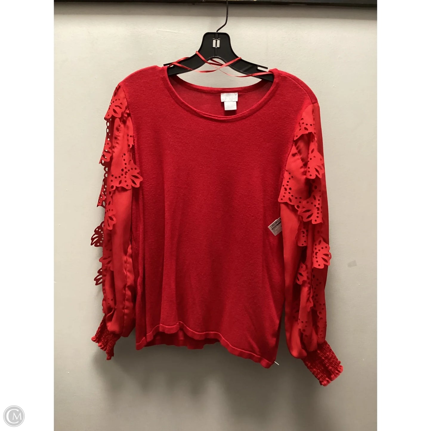 Blouse Long Sleeve By Chicos In Red, Size: M