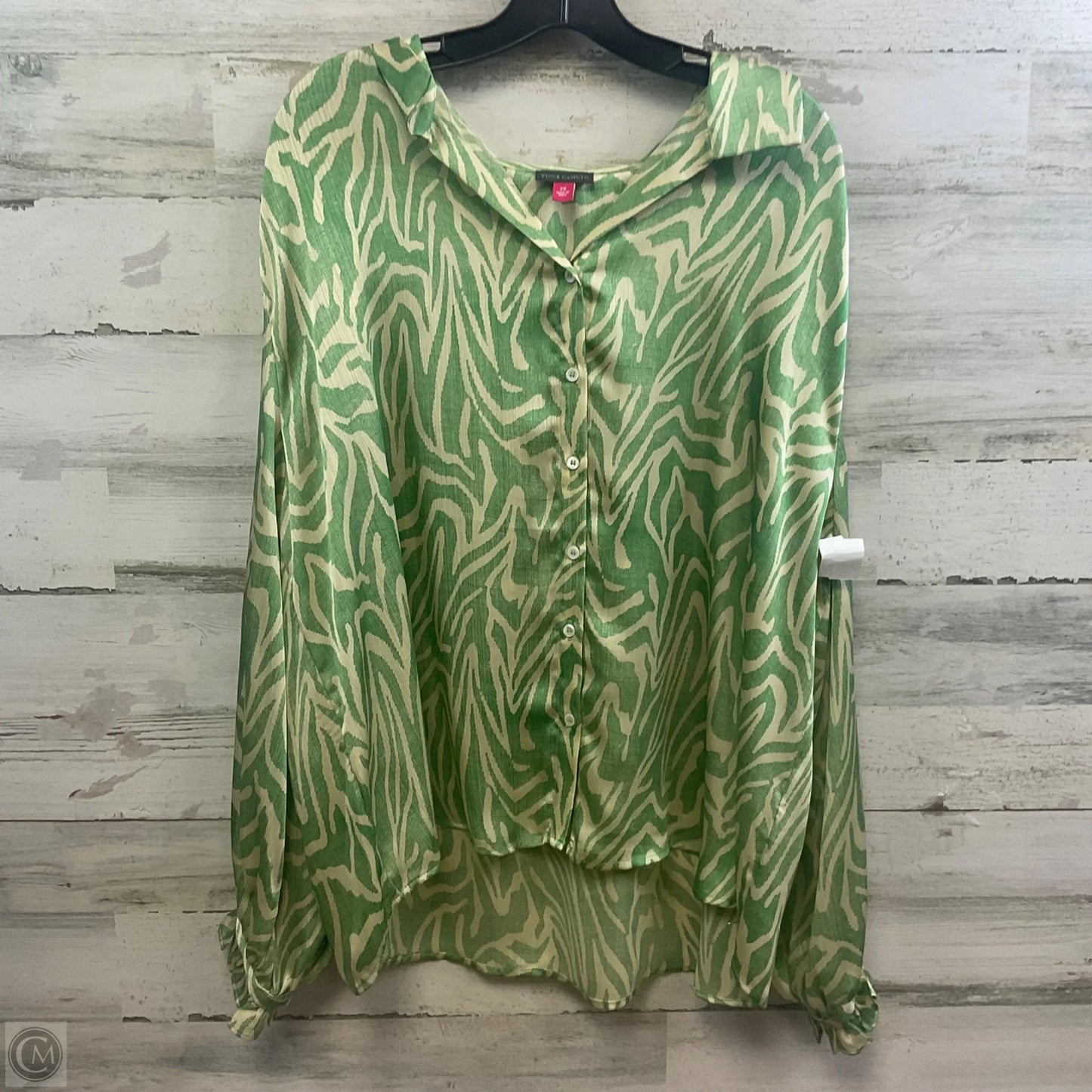 Blouse Long Sleeve By Vince Camuto In Green, Size: 2x