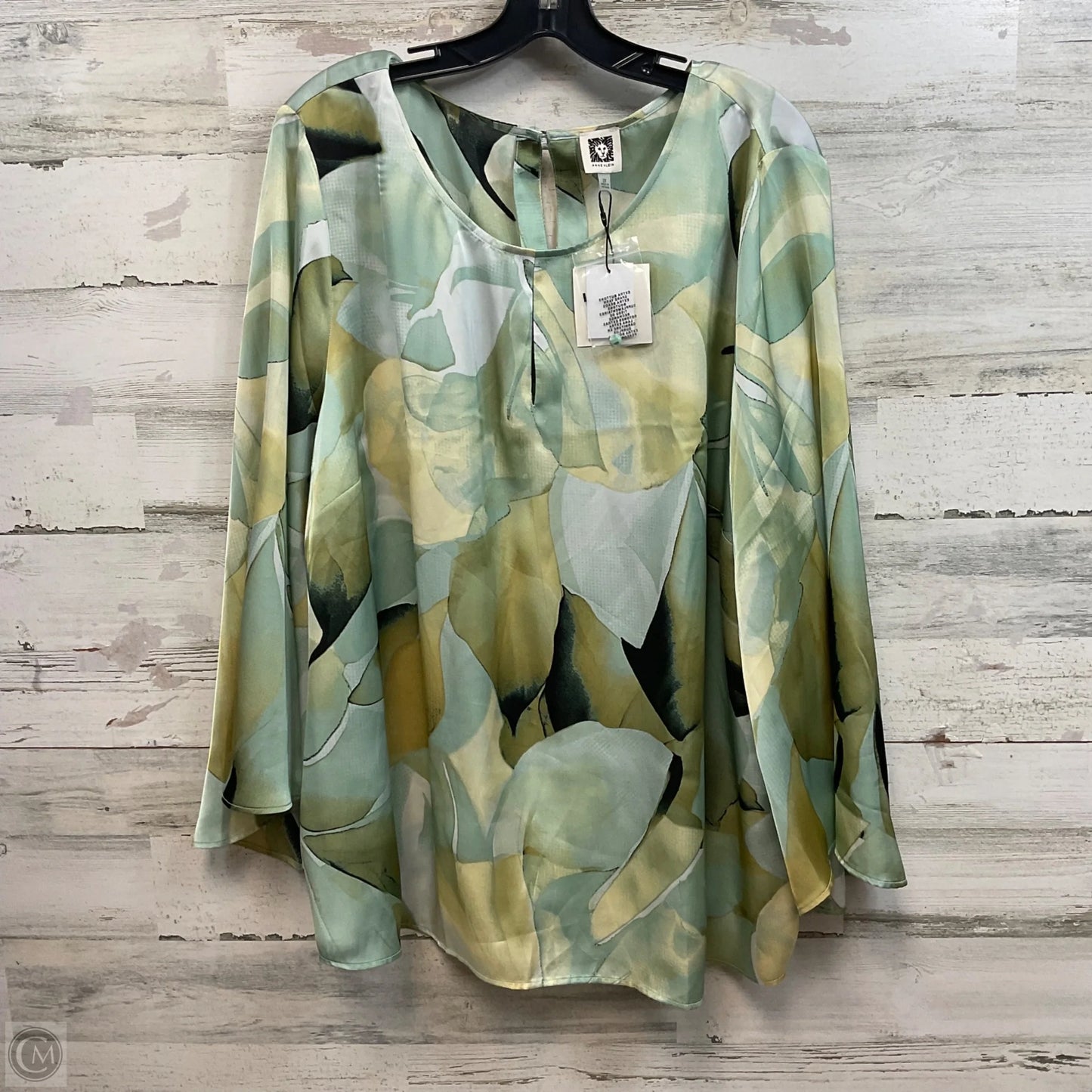 Blouse 3/4 Sleeve By Anne Klein In Green, Size: 2x