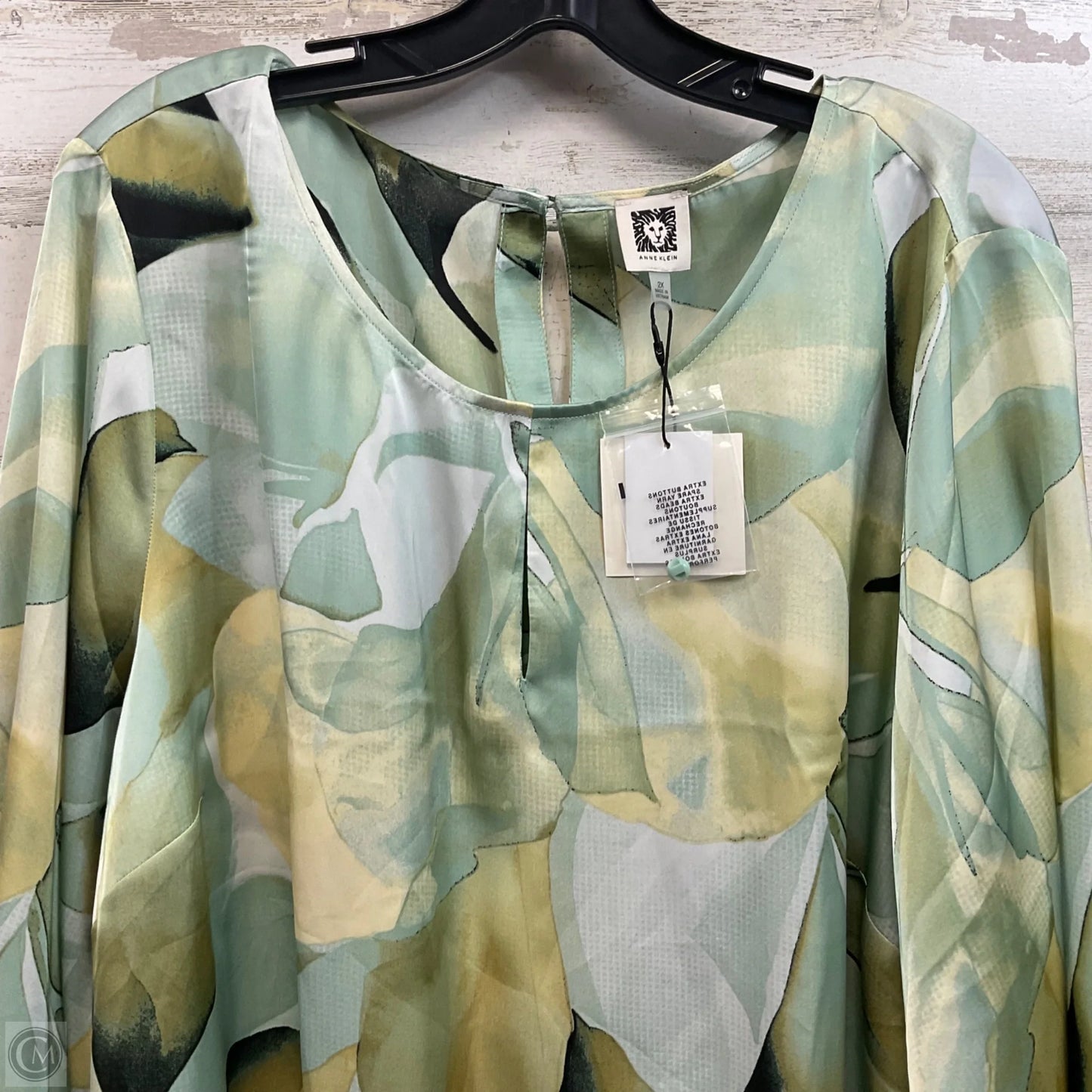 Blouse 3/4 Sleeve By Anne Klein In Green, Size: 2x