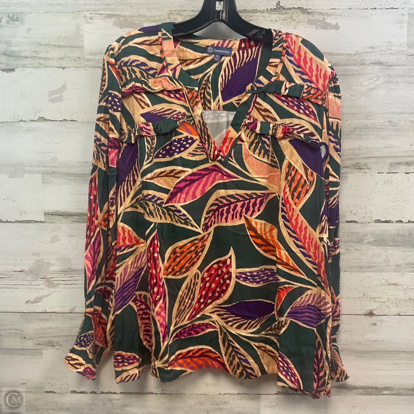 Blouse Long Sleeve By Democracy In Green, Size: 2x