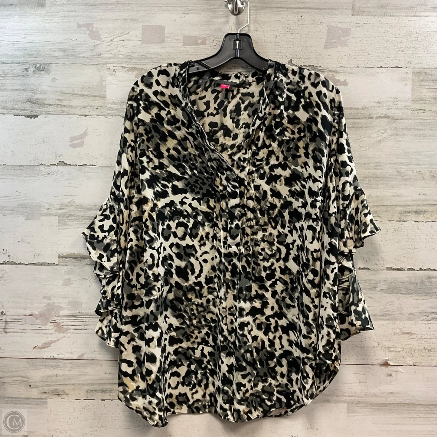 Blouse 3/4 Sleeve By Vince Camuto In Black & Grey, Size: 1x