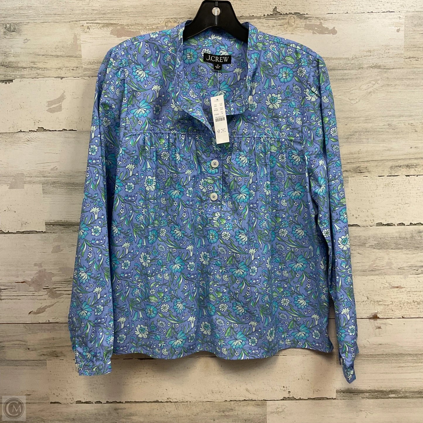 Blouse Long Sleeve By J. Crew In Blue, Size: M