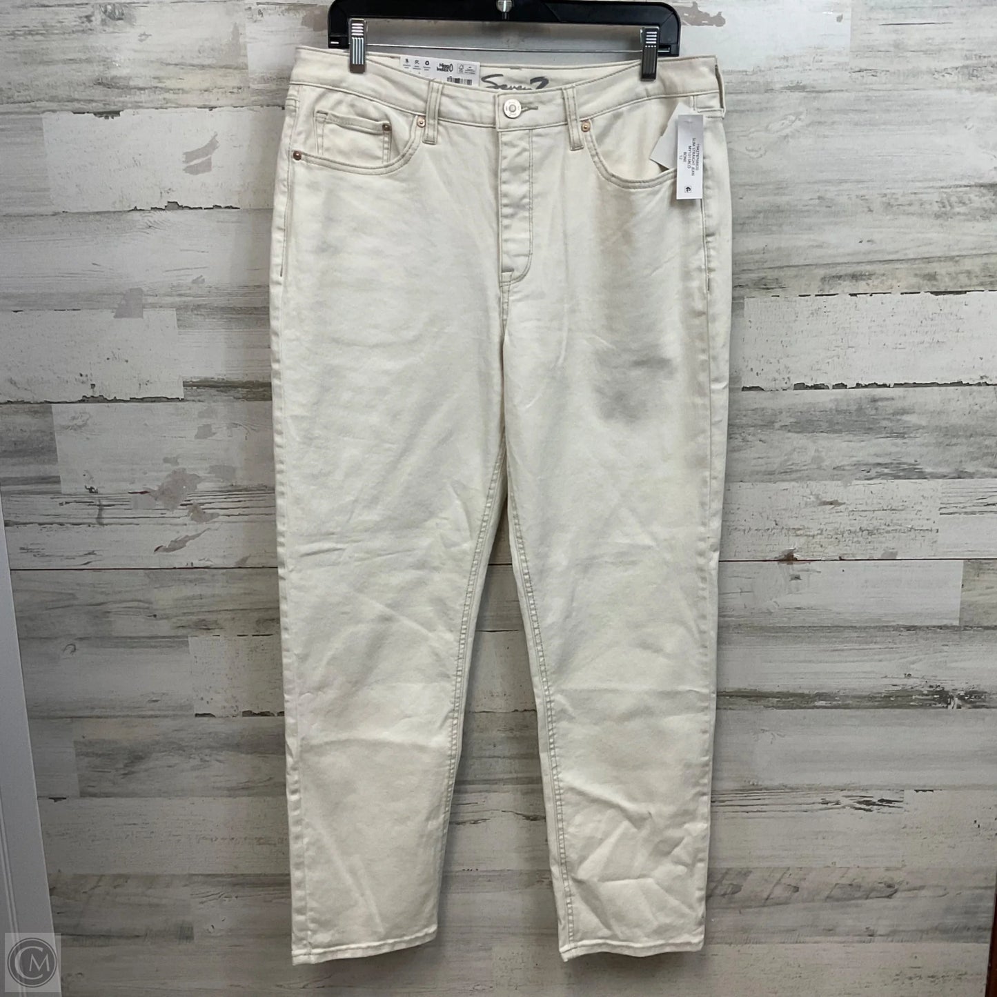 Jeans Straight By Seven 7 In Cream Denim, Size: 12